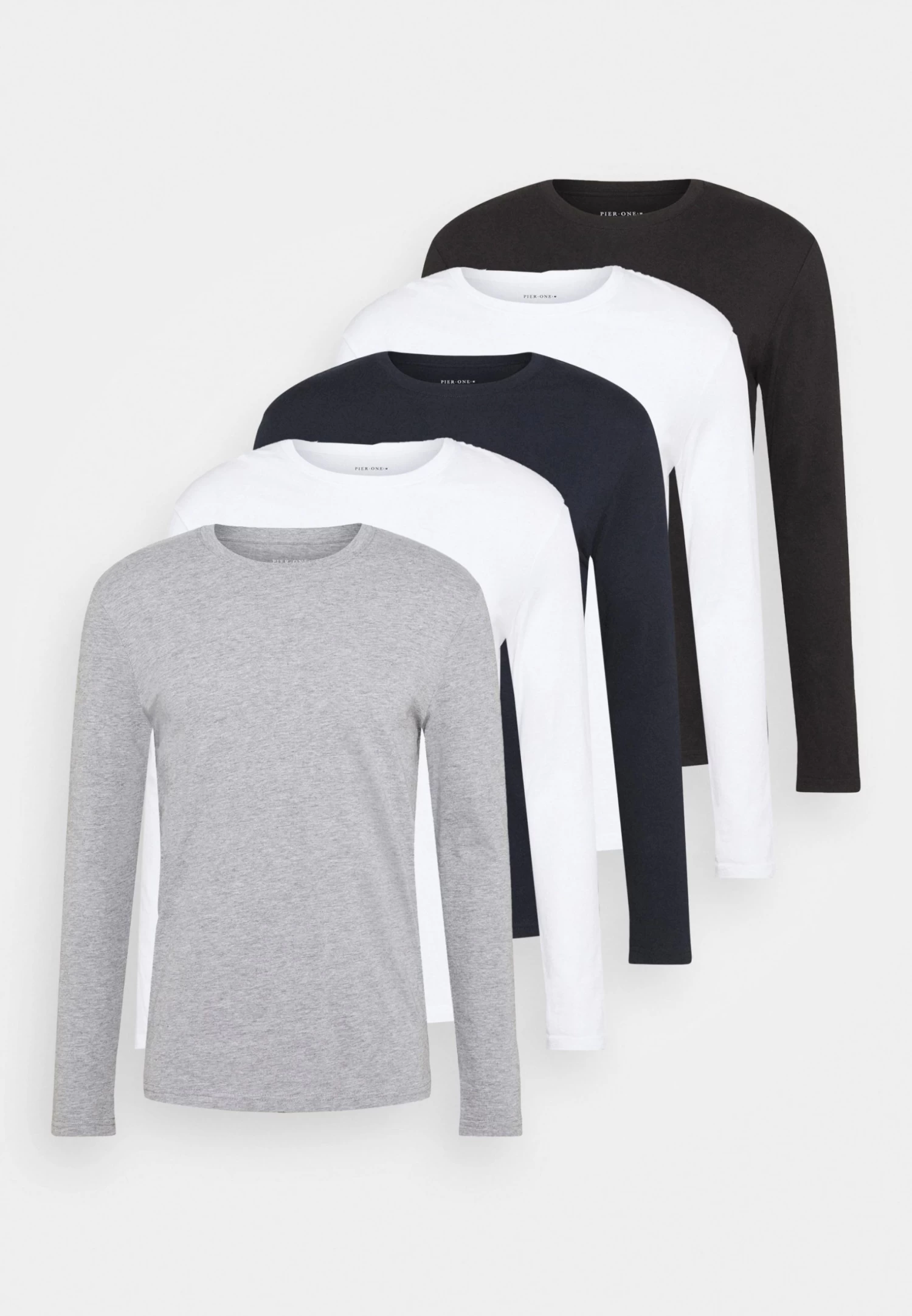 Pier One 5 Pack - Camiseta De Manga Larga - White/Dark Blu/Grey - Imagen 8