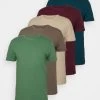 Pier One 5 Pack - Camiseta Básica - Green/Beige/Khaki