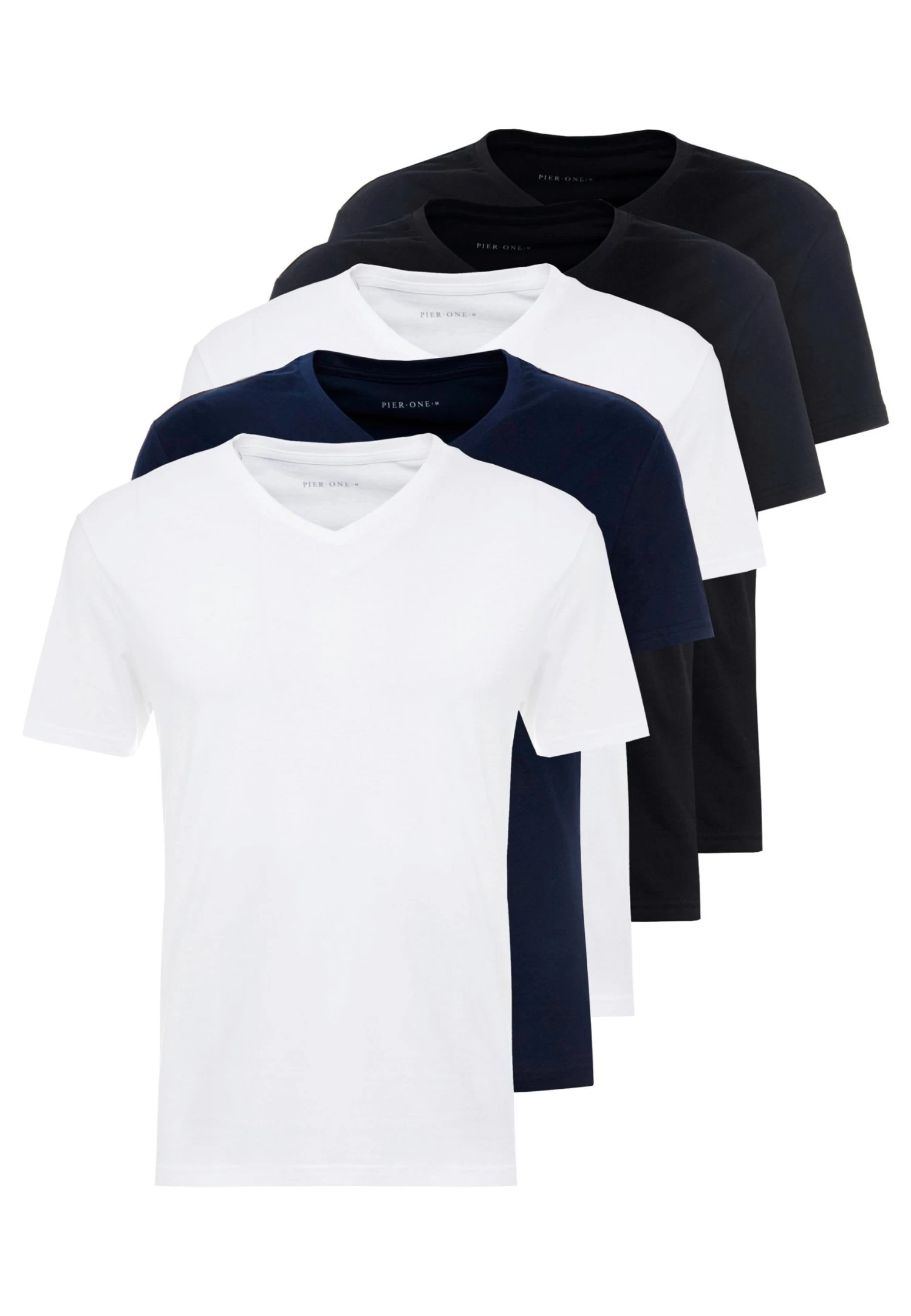 Pier One 5 Pack - Camiseta Básica - White/Blue/Black - Imagen 5
