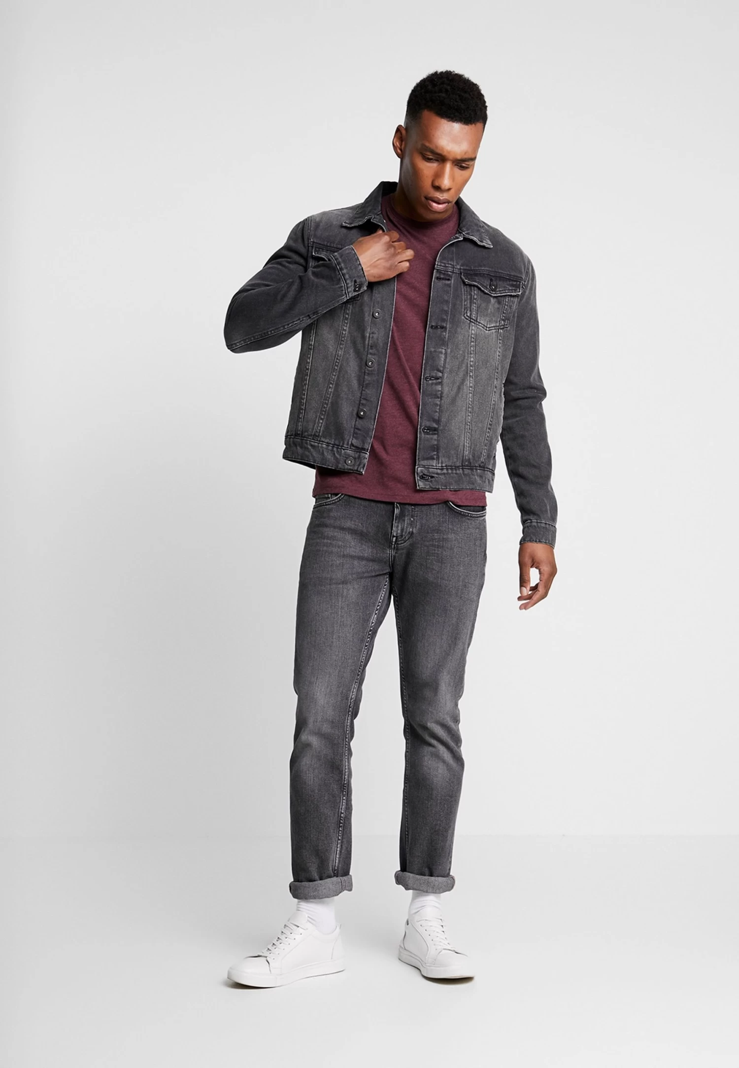 Pier One 5 Pack - Camiseta Básica - Mottled Bordeaux/White