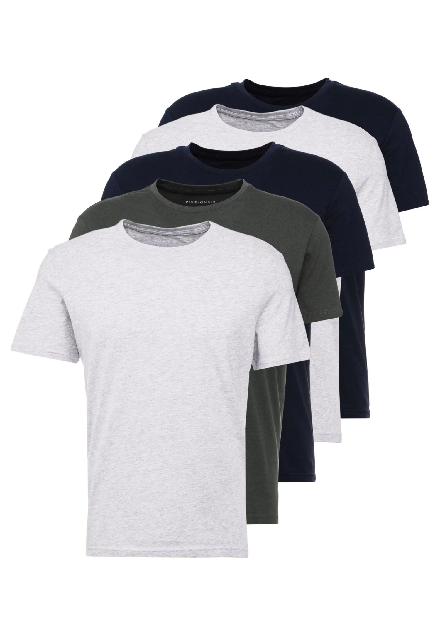 Pier One 5 Pack - Camiseta Básica - Dark Blue/Grey/Khaki - Imagen 7