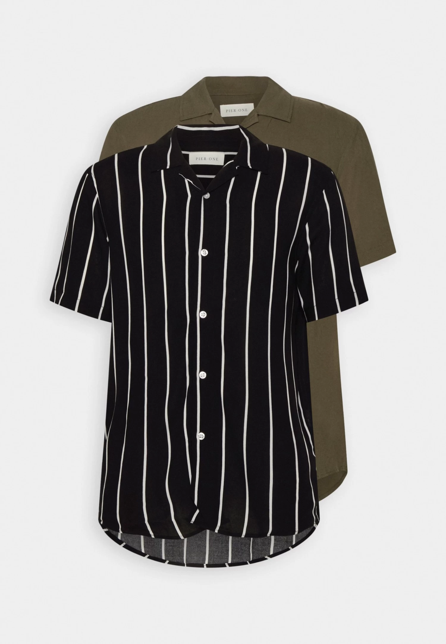 Pier One 2 Pack - Camisa - Olive/Black - Imagen 5