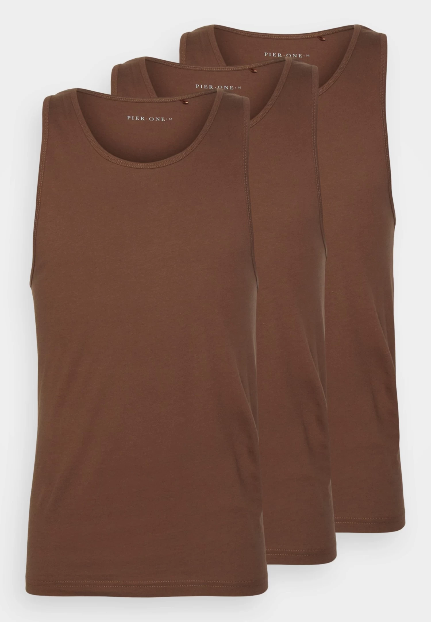 Pier One 3Pck Skin Tone Rib Vest- Camiseta Interior - Brown - Imagen 4
