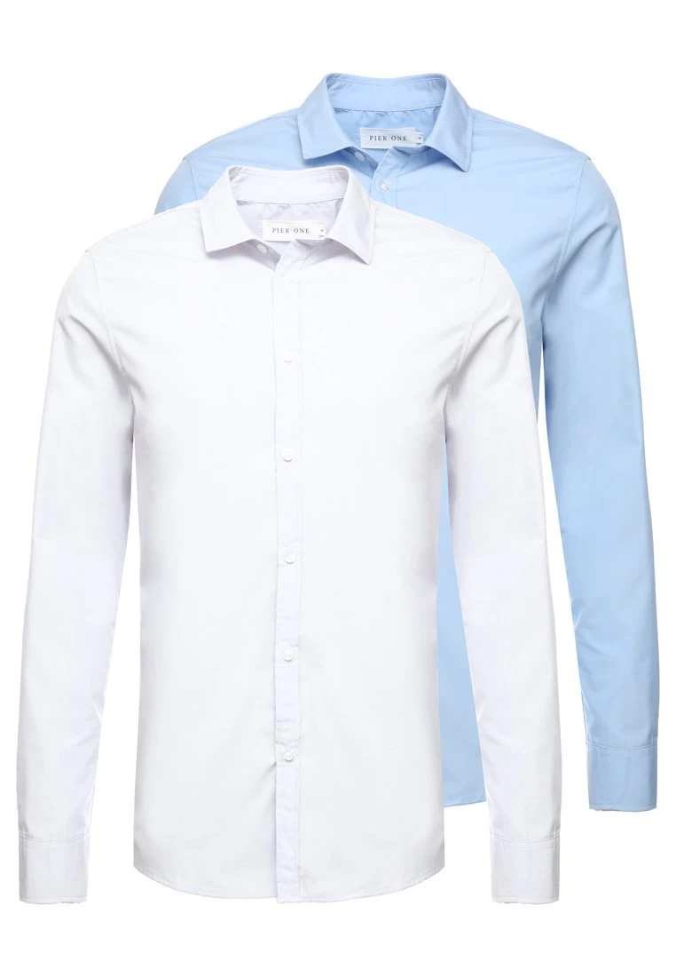 Pier One 2 Pack - Camisa Elegante - White/Light Blue - Imagen 6