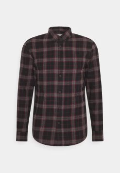 Pier One Camisa - Mottled Dark Grey / Bordeaux