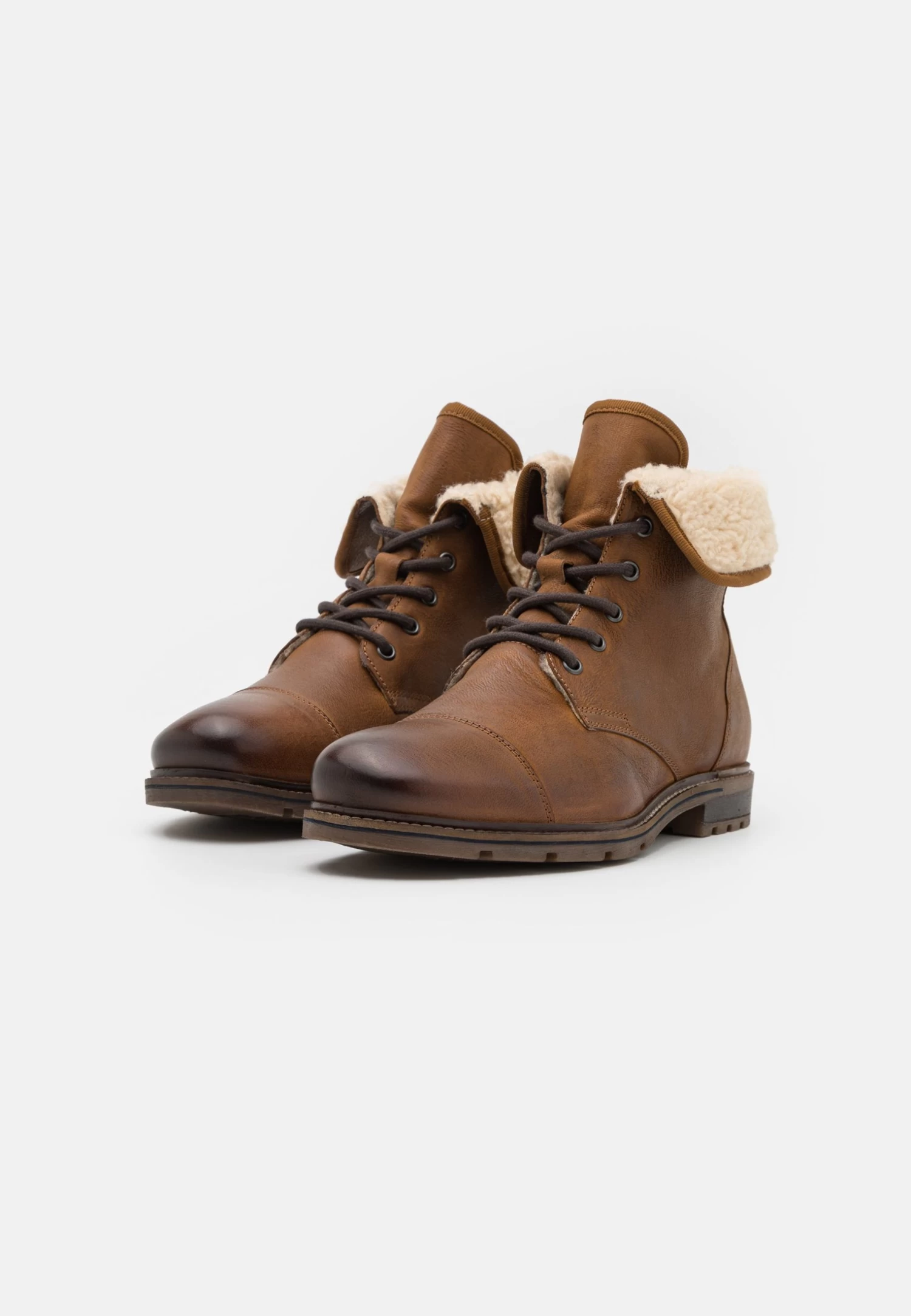 Pier One Leather - Botines Con Cordones - Camel - Imagen 2