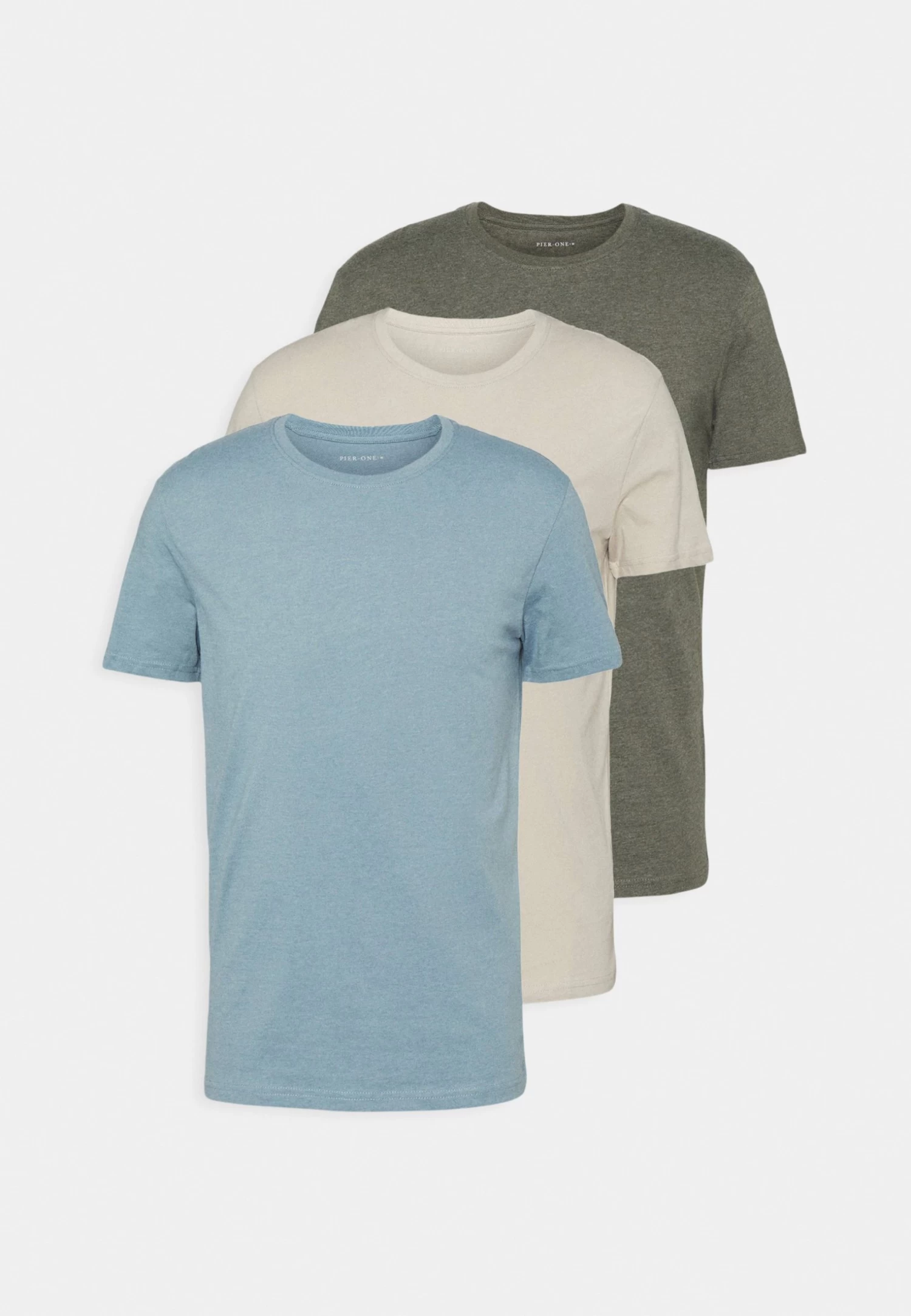Pier One 3 Pack - Camiseta Básica - Brown/Beige/Light Blue - Imagen 6