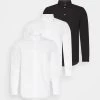 Pier One 3 Pack - Camisa Elegante - White/White/Black