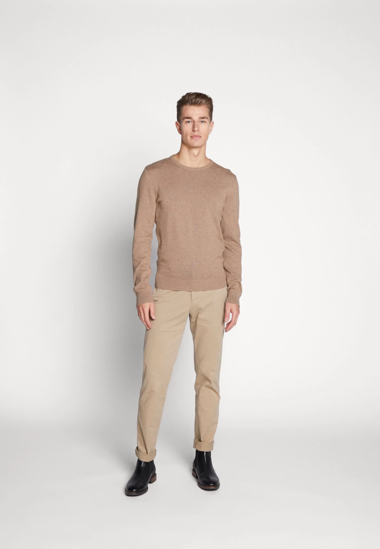 Pier One Basic Crewneck - Jersey De Punto - Mottled Beige - Imagen 4