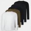 Pier One 5 Pack - Camiseta De Manga Larga - Dark Green/Mottled Grey/White