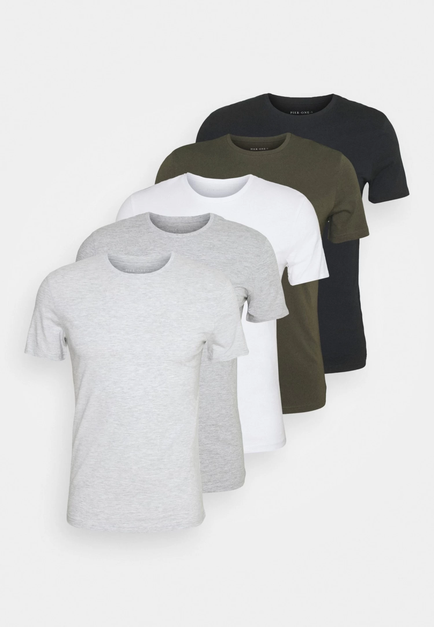 Pier One 5 Pack - Camiseta Básica - Black/White/Light Grey - Imagen 8