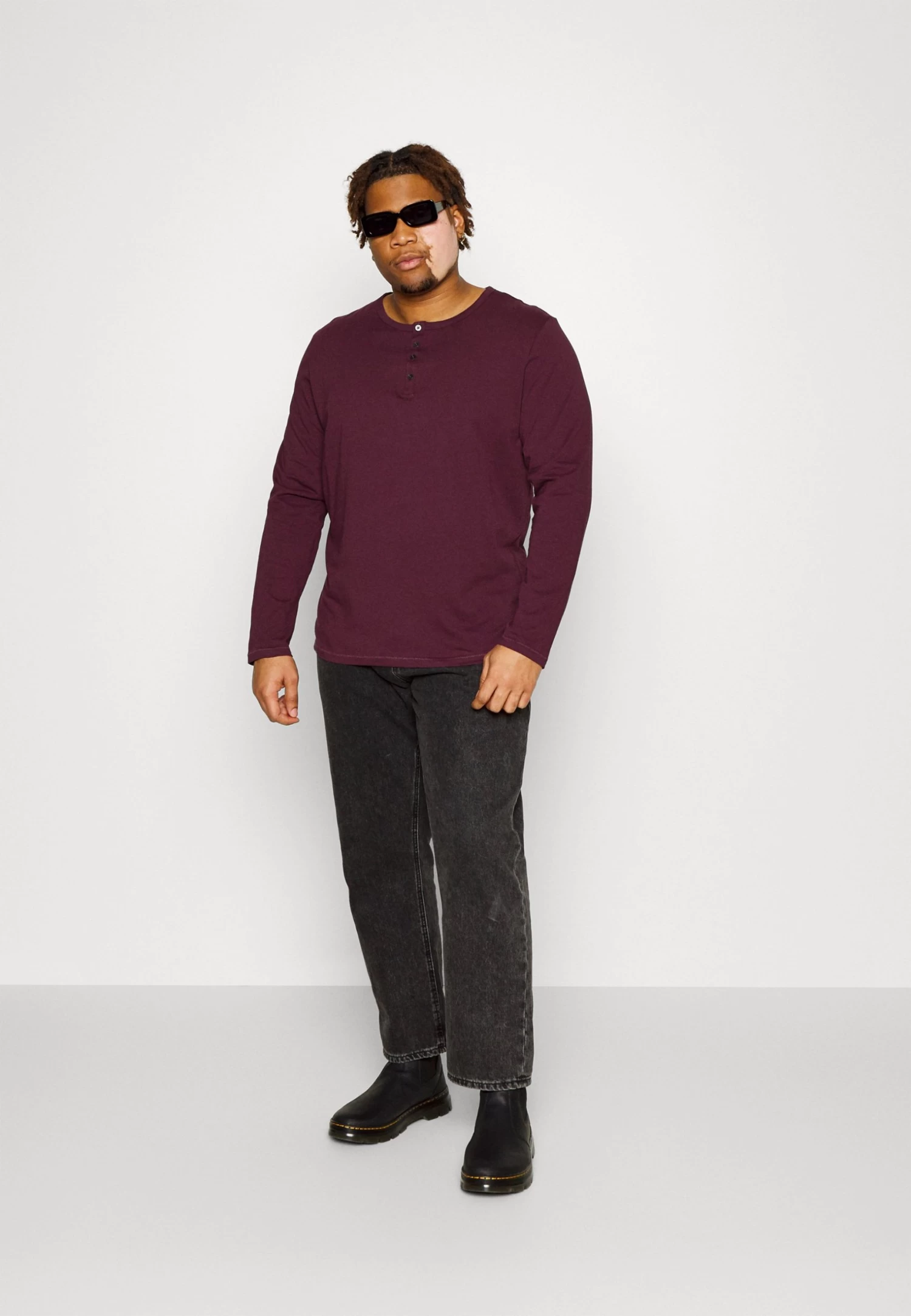 Pier One 2 Pack - Camiseta De Manga Larga - Dark Grey/Red