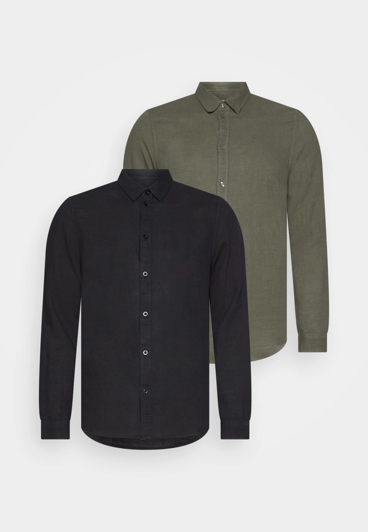 Pier One Linen Mix 2 Pack - Camisa - Black/Olive