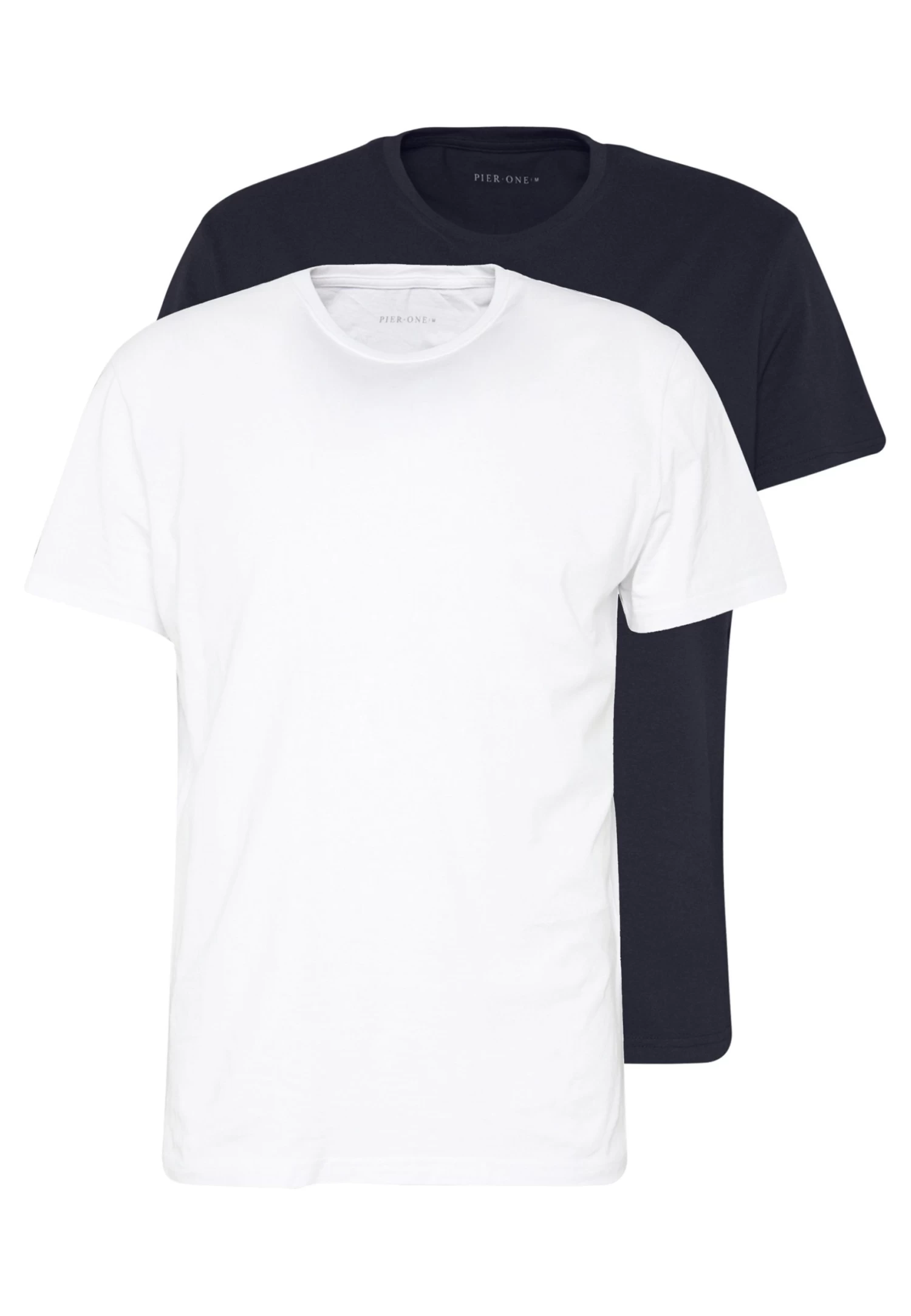 Pier One 2 Pack - Camiseta Básica - White/Dark Blue