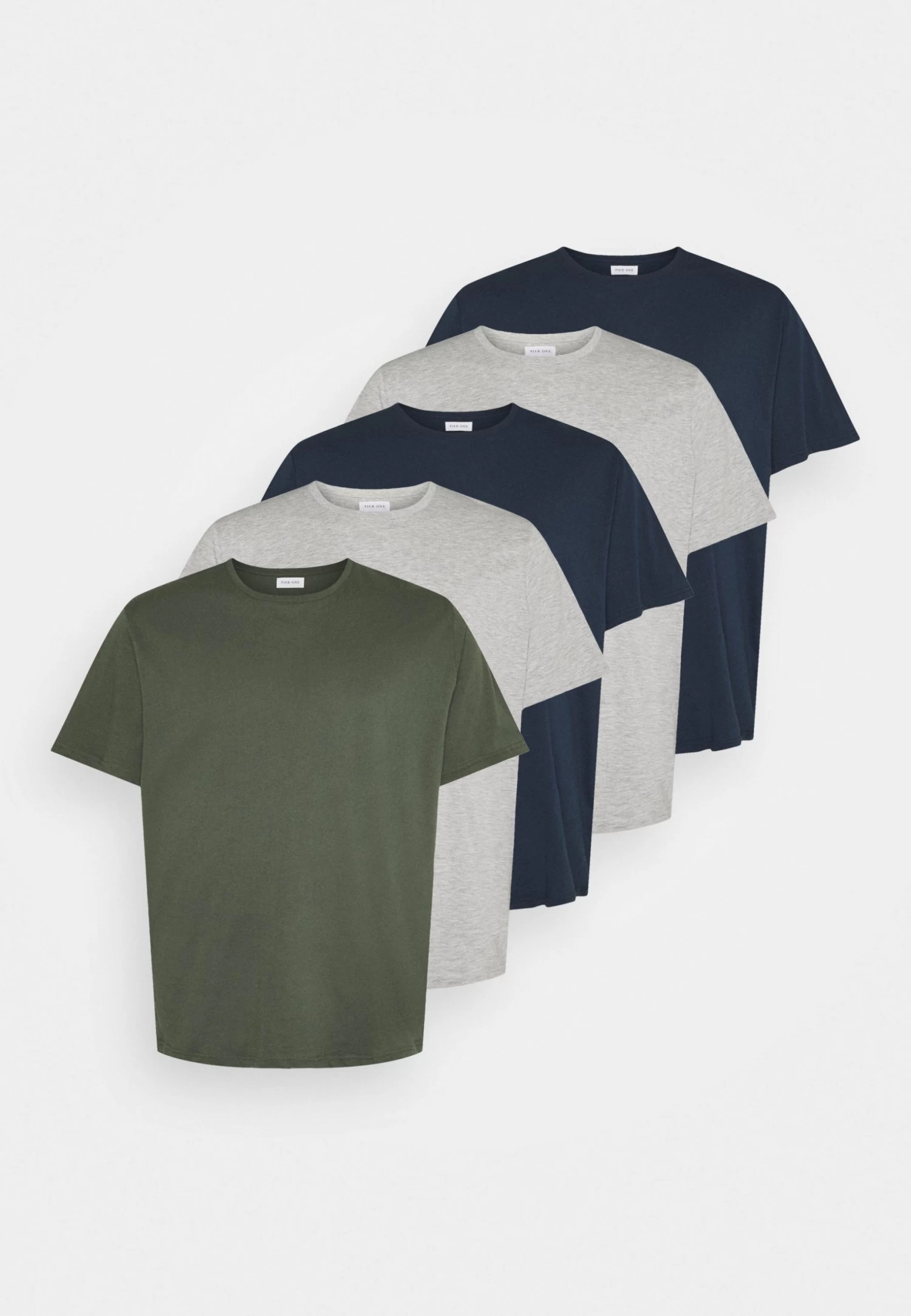 Pier One 5 Pack - Camiseta Básica - Khaki/Grey/Dark Blue - Imagen 5
