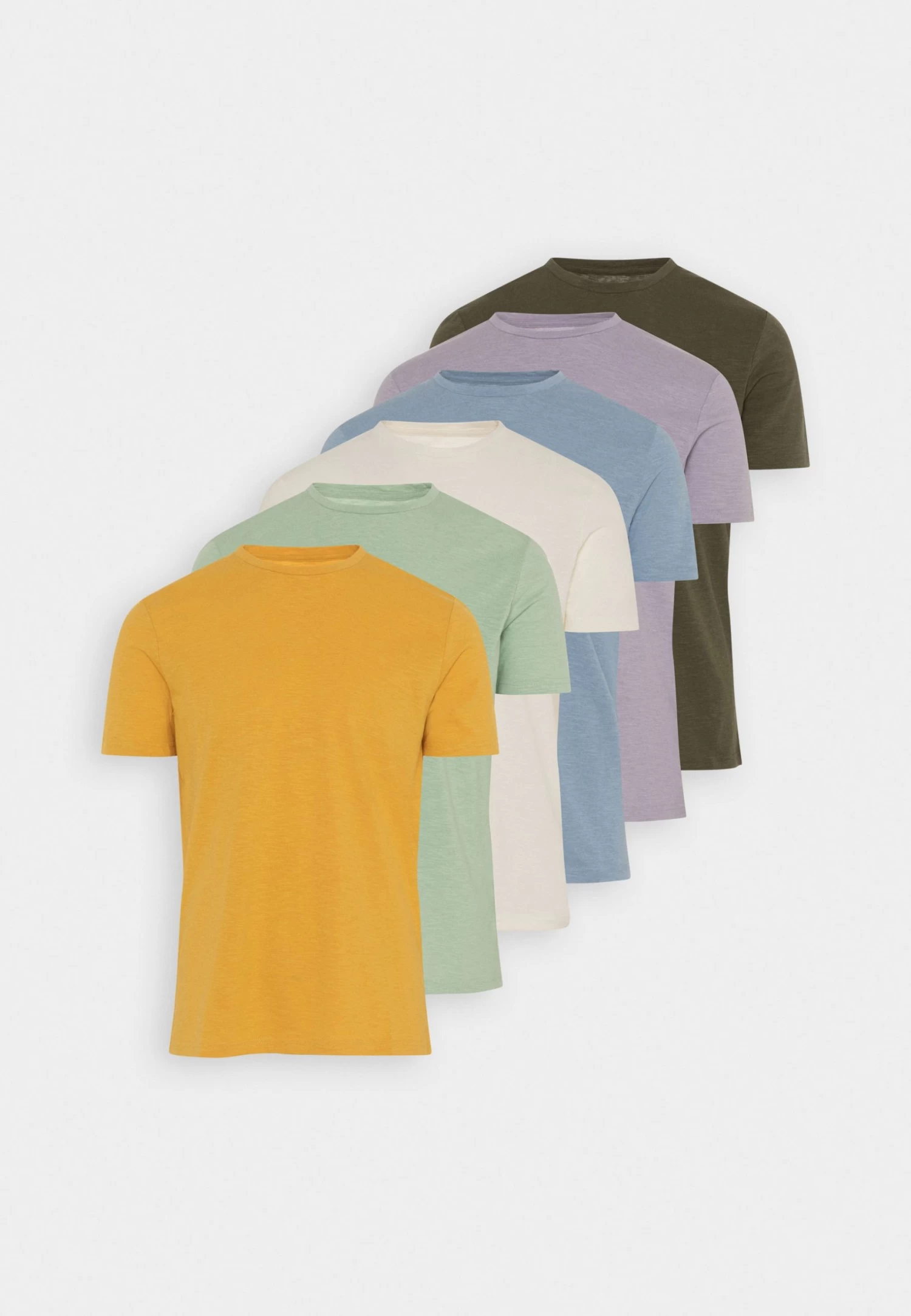 Pier One 7 Pack - Camiseta Básica - White/Yellow/Lilac - Imagen 9