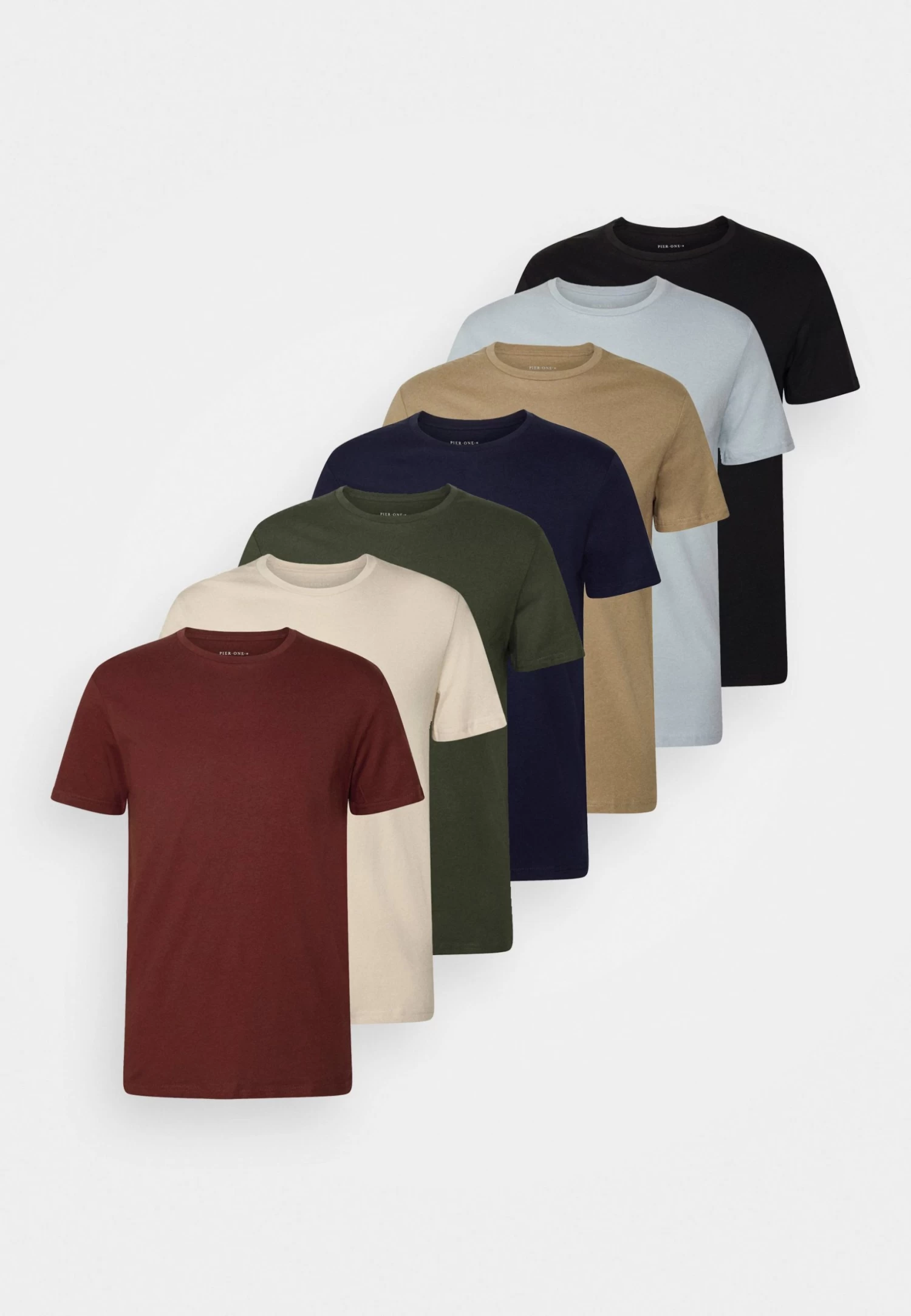 Pier One 7 Pack - Camiseta Básica - Black/Dark Blue/Dark Green - Imagen 10