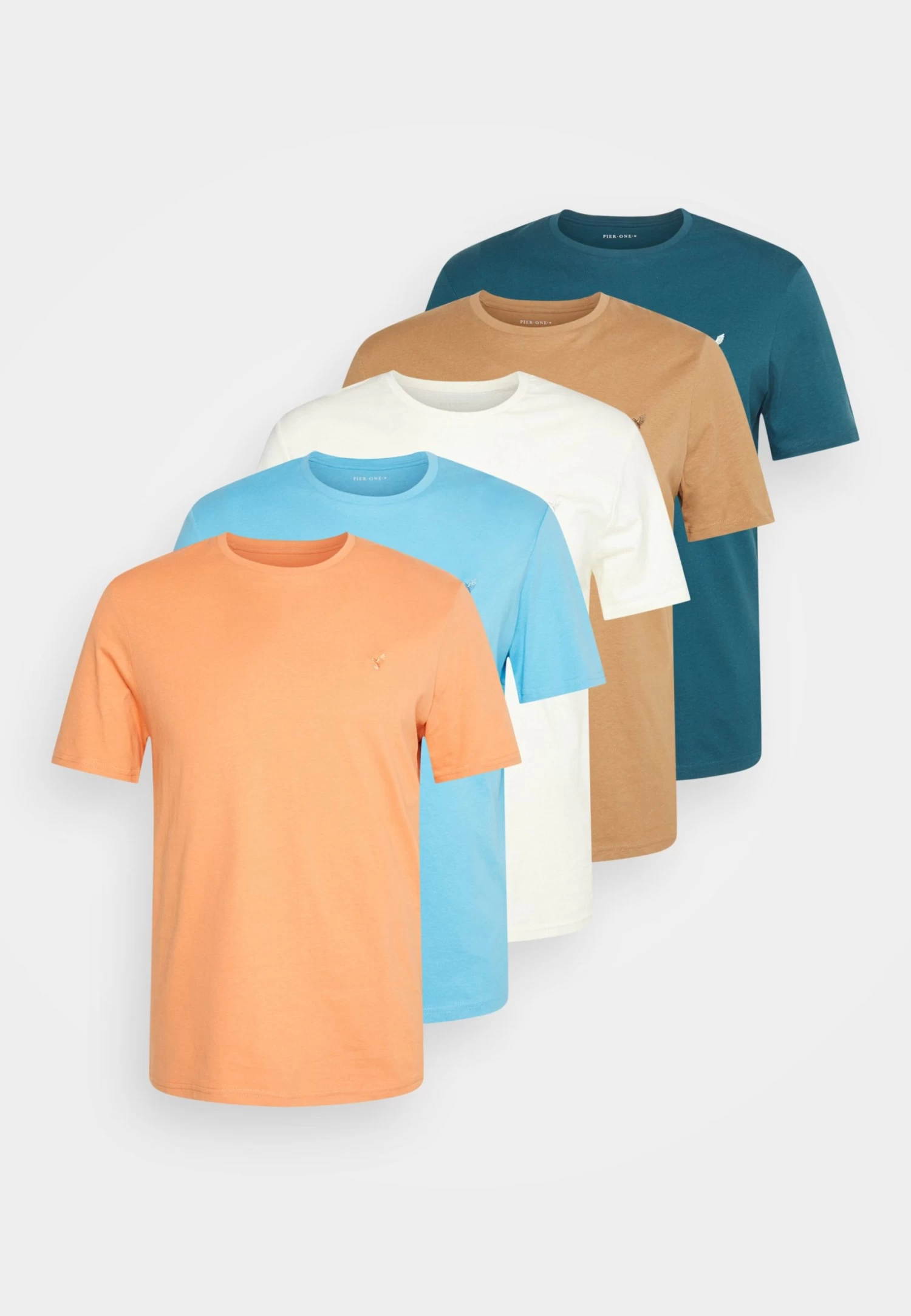 Pier One Unisex 5 Pack - Camiseta Básica - Off-White/Tan/Orange - Imagen 6