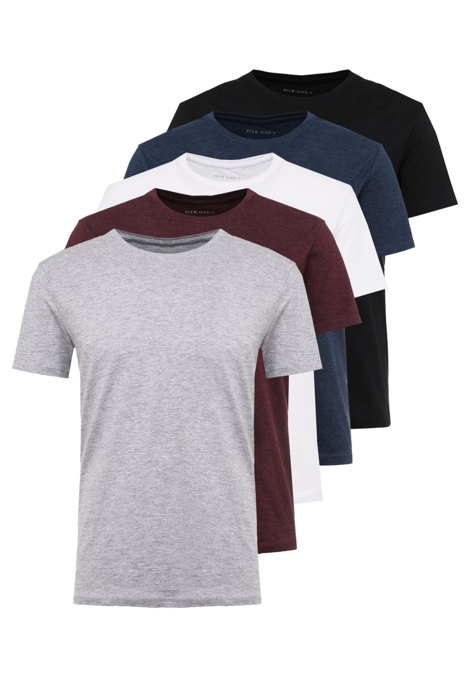 Pier One 5 Pack - Camiseta Básica - Mottled Bordeaux/White - Imagen 6