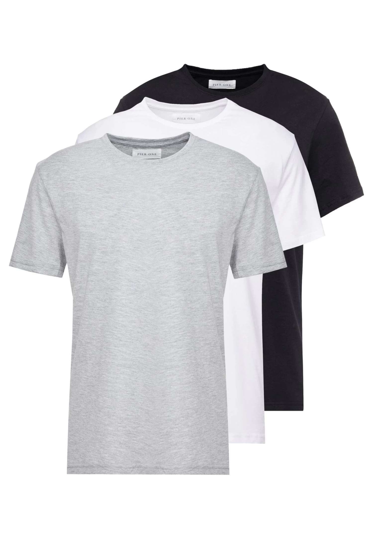 Pier One 3 Pack - Camiseta Básica - White/Black/Light Grey - Imagen 6